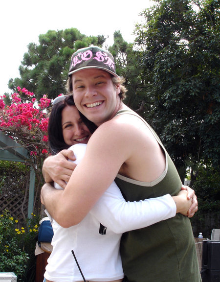 Morgan Rhodes and Ike Barinholtz on the set of "Love, Fear and Rabbits"