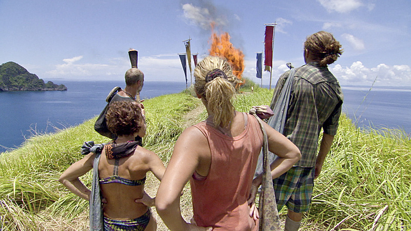 Michael Skupin, Lisa Whelchel, Malcolm Freberg, and Denise Stapley in Survivor (2000)