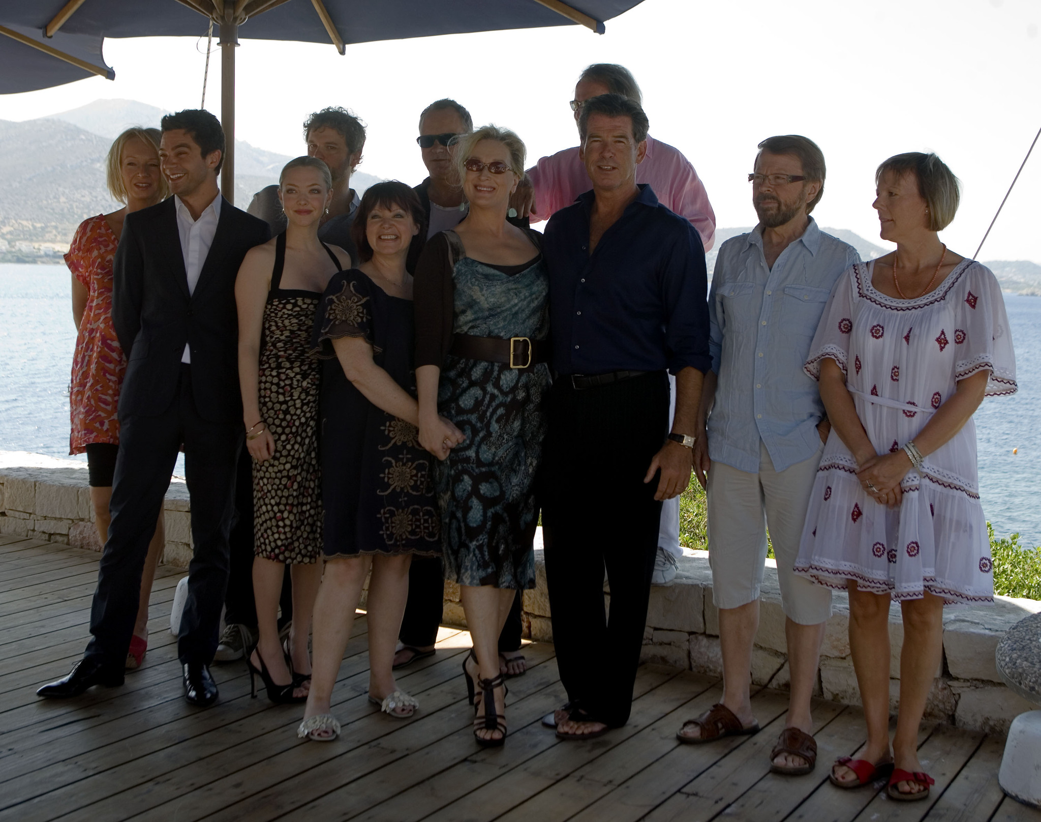 Pierce Brosnan, Colin Firth, Meryl Streep, Stellan Skarsgård, Benny Andersson, Judy Craymer, Catherine Johnson, Björn Ulvaeus, Dominic Cooper, Amanda Seyfried, and Phyllida Lloyd at an event for Mamma Mia! (2008)