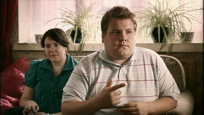 Katy Wix as "Suzie" (left) and James Corden as "Liam" (right)