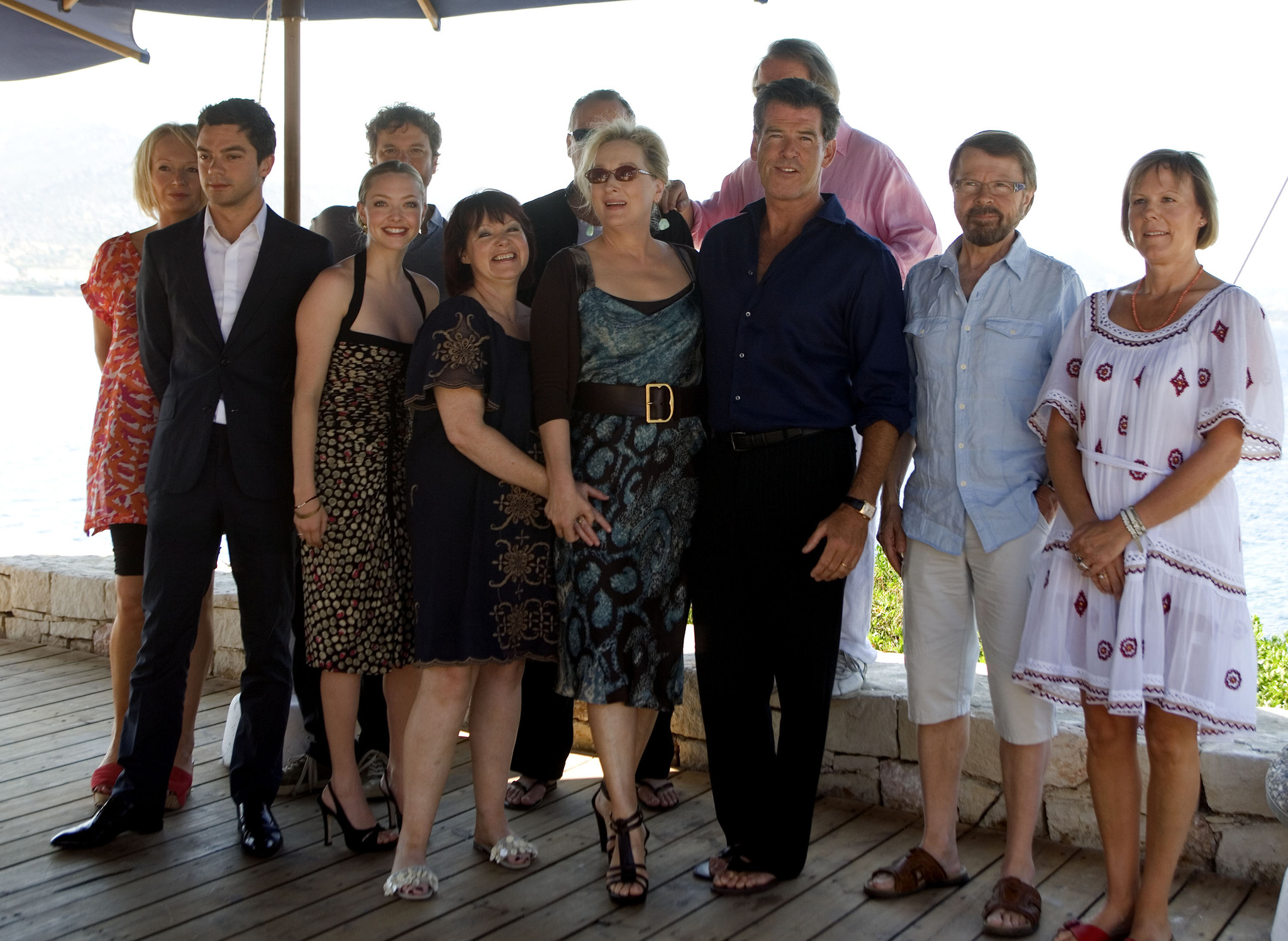 Pierce Brosnan, Colin Firth, Meryl Streep, Stellan Skarsgård, Benny Andersson, Judy Craymer, Catherine Johnson, Björn Ulvaeus, Dominic Cooper, Amanda Seyfried, and Phyllida Lloyd at an event for Mamma Mia! (2008)