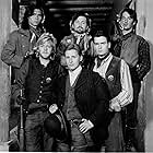 Charlie Sheen, Emilio Estevez, Dermot Mulroney, Kiefer Sutherland, Lou Diamond Phillips, and Casey Siemaszko in Young Guns (1988)