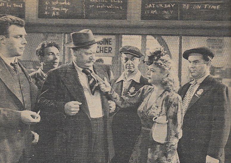 Alan Hale, Iris Adrian, Dane Clark, Alec Craig, Dick Wessel, and Peter Whitney in Action in the North Atlantic (1943)