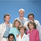 Ed Begley Jr., David Morse, Stephen Furst, Eric Laneuville, Sagan Lewis, Christina Pickles, and Jennifer Savidge in St. Elsewhere (1982)