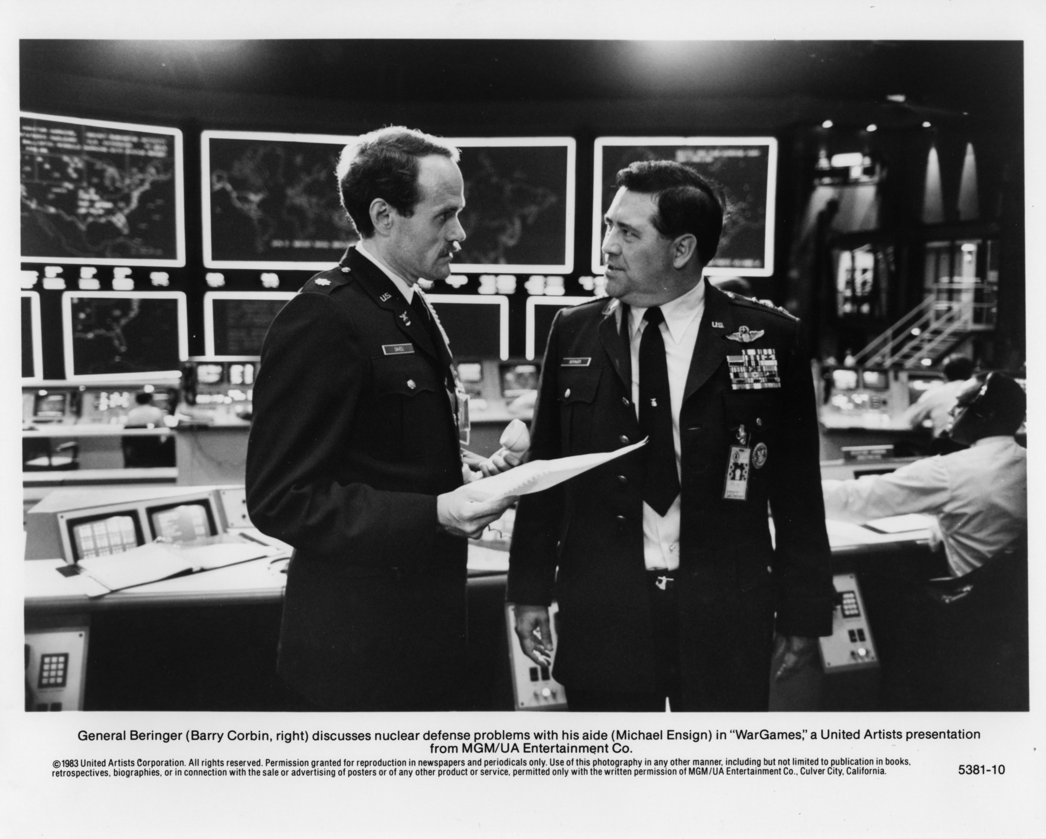 Barry Corbin and Michael Ensign in WarGames (1983)