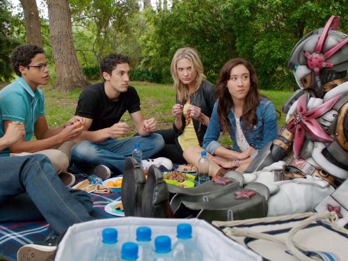 Christina Masterson, Azim Rizk, Ciara Hanna, and John Mark Loudermilk in Power Rangers Megaforce (2013)