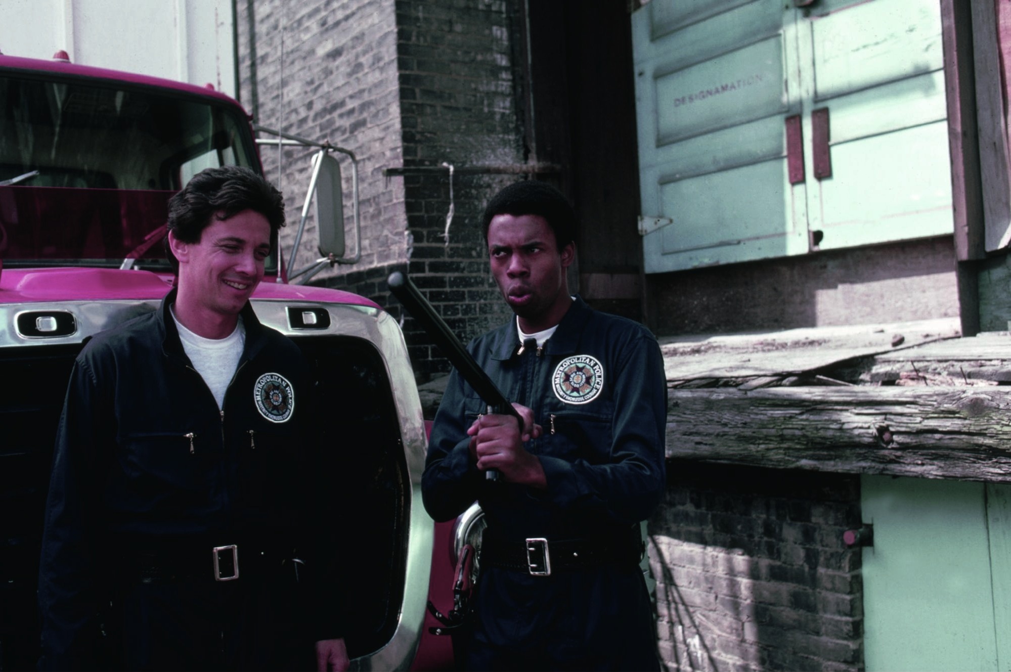 Andrew Rubin and Michael Winslow in Police Academy (1984)