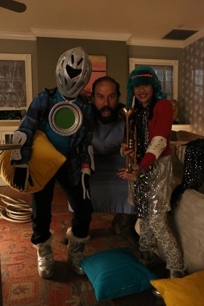 Brett Gelman, Haley Tju, and Ethan Herisse in Go On (2012)