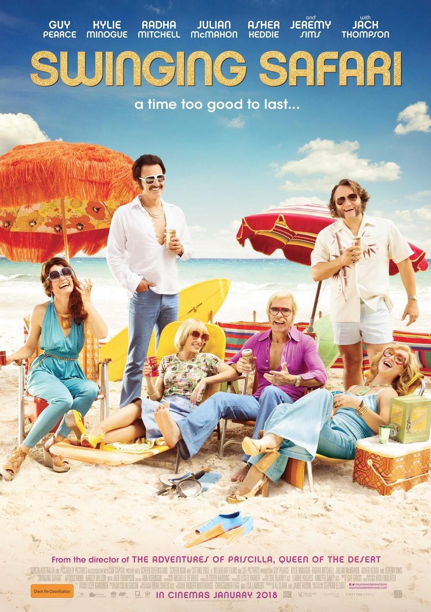 Kylie Minogue, Guy Pearce, Asher Keddie, Julian McMahon, Radha Mitchell, and Jeremy Sims in Swinging Safari (2018)