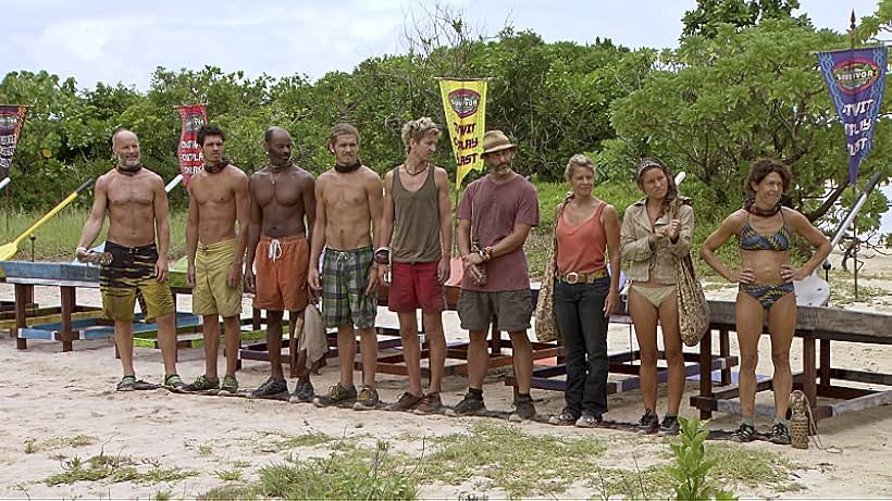 Jonathan Penner, Michael Skupin, Lisa Whelchel, Abi-Maria Gomes, Malcolm Freberg, Artis Silvester, and Denise Stapley in Survivor (2000)