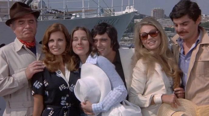 James Mason, Raquel Welch, Richard Benjamin, Dyan Cannon, Joan Hackett, and Ian McShane in The Last of Sheila (1973)