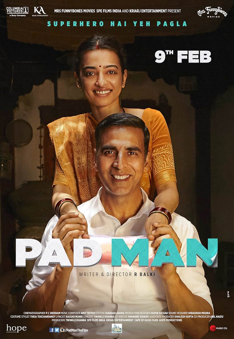 Akshay Kumar and Radhika Apte in Pad Man (2018)