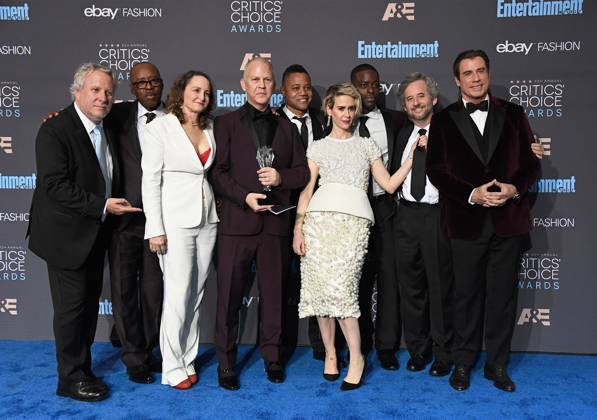 John Travolta, Cuba Gooding Jr., Sarah Paulson, Courtney B. Vance, Scott Alexander, Larry Karaszewski, Ryan Murphy, Sterling K. Brown, and Nina Jacobson