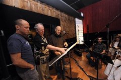 Mike Judge, George S. Clinton and Jay Weigel at Extract recording session in New Orleans