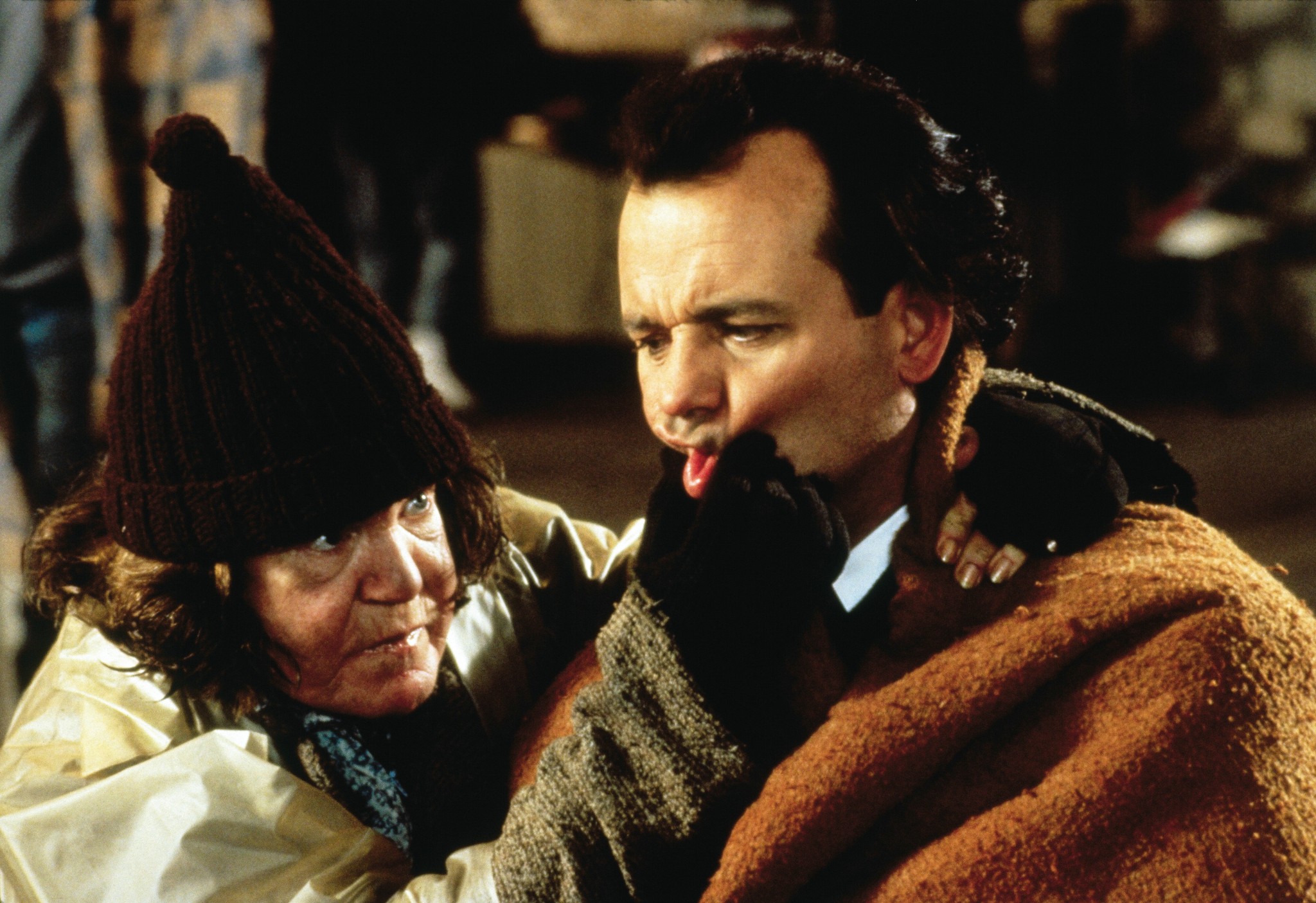 Bill Murray and Anne Ramsey in Scrooged (1988)