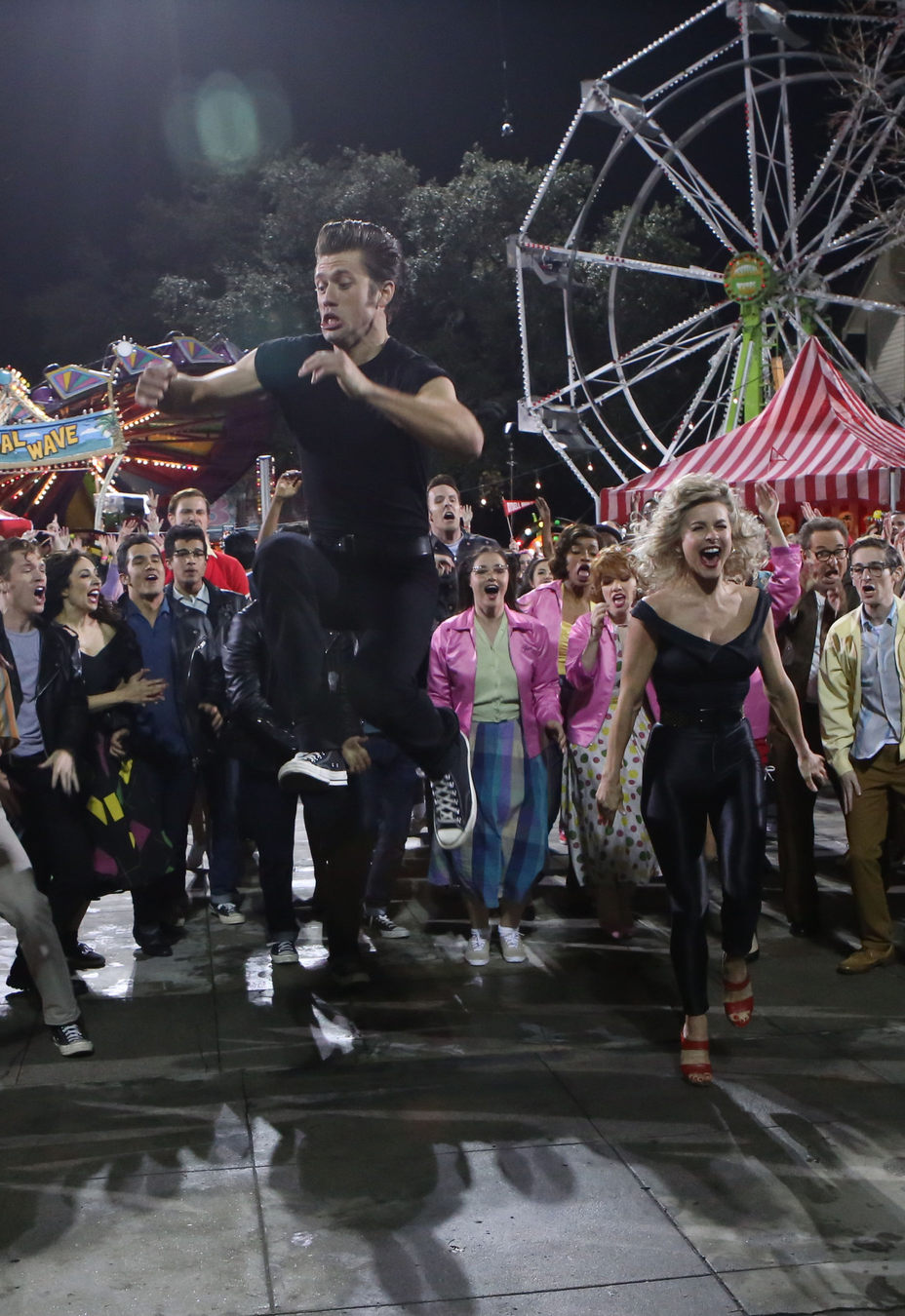 Barry Pearl, Kether Donohue, Julianne Hough, Aaron Tveit, Noah Robbins, and Carly Rae Jepsen in Grease Live! (2016)