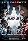 Don Cheadle, Robert Downey Jr., Paul Bettany, Chris Evans, Scarlett Johansson, Elizabeth Olsen, Jeremy Renner, Anthony Mackie, Chadwick Boseman, and Sebastian Stan in Capitão América: Guerra Civil (2016)