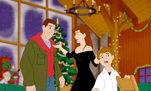 Adam Sandler, Alison Krauss, Austin Stout, and Jackie Sandler in Eight Crazy Nights (2002)