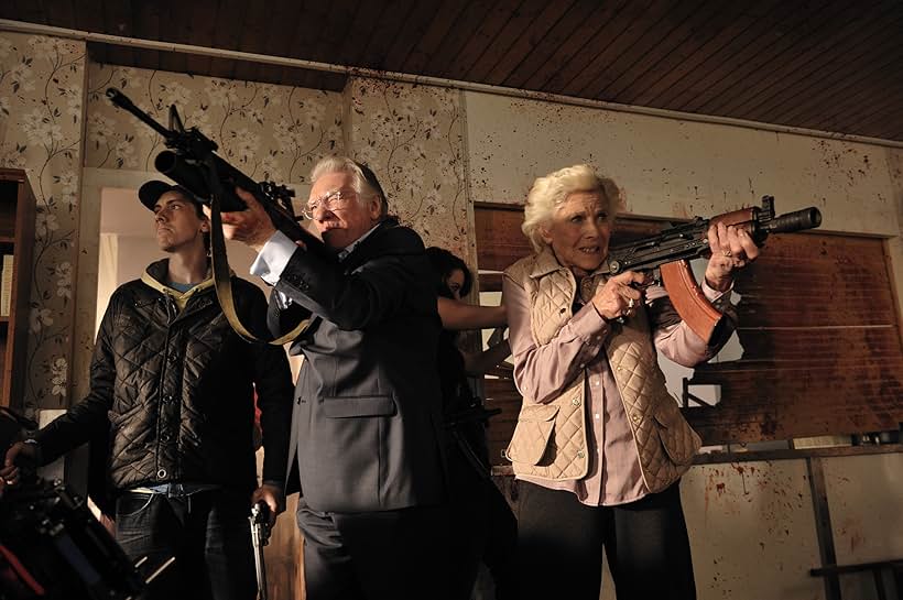 Honor Blackman, Alan Ford, and Rasmus Hardiker in Cockneys vs Zombies (2012)