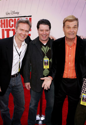 Mark Dindal, Randy Fullmer, and Fred Willard at an event for Chicken Little (2005)