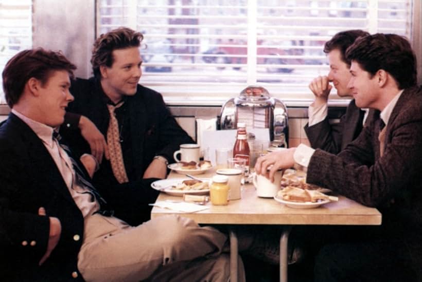 Kevin Bacon, Mickey Rourke, Tim Daly, and Daniel Stern in Diner (1982)