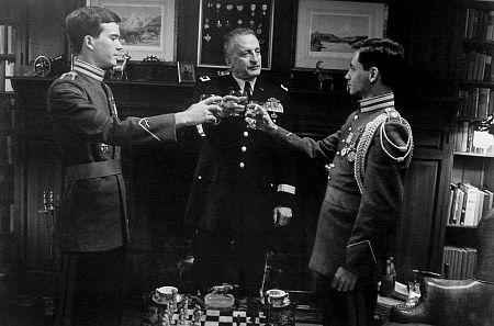 George C. Scott with Timothy Hutton (L) and Tim Wahrere (R) in "TAPS"