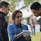 Murray Bartlett, Patricia Cardoso, Charlie Barnett in the set of TALES OF THE CITY