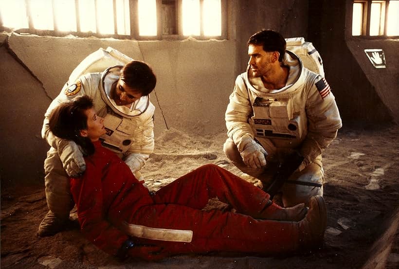 Walter Koenig, Bruce Campbell, and Leigh Lombardi in Moontrap (1988)