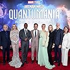 Michael Douglas, Michelle Pfeiffer, Victoria Alonso, Stephen Broussard, Kevin Feige, Peyton Reed, Paul Rudd, Kathryn Newton, Evangeline Lilly, and Jonathan Majors at an event for Ant-Man and the Wasp: Quantumania (2023)