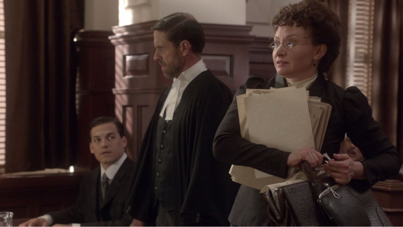 James Downing, Patricia Fagan, and Giacomo Gianniotti in Murdoch Mysteries (2008)