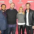 Chiwetel Ejiofor, Craig Zobel, Chris Pine, and Margot Robbie at an event for Z for Zachariah (2015)