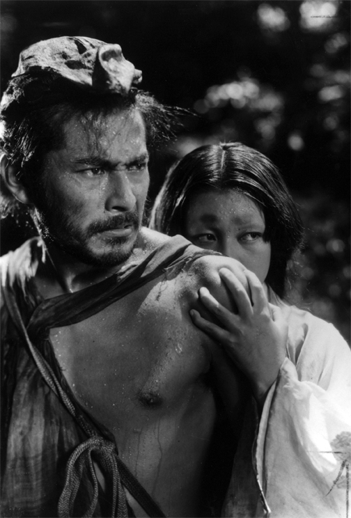 Toshirô Mifune and Machiko Kyô in Rashomon (1950)