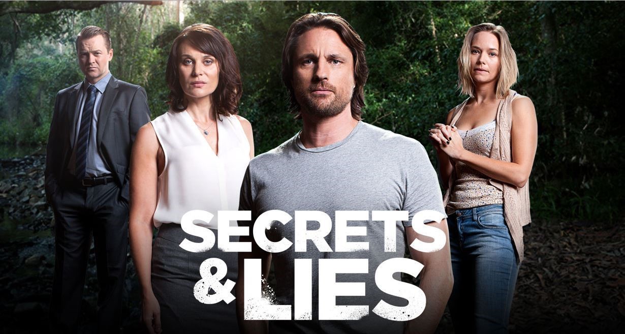 Diana Glenn, Anthony Hayes, Martin Henderson, and Adrienne Pickering in Secrets & Lies (2014)