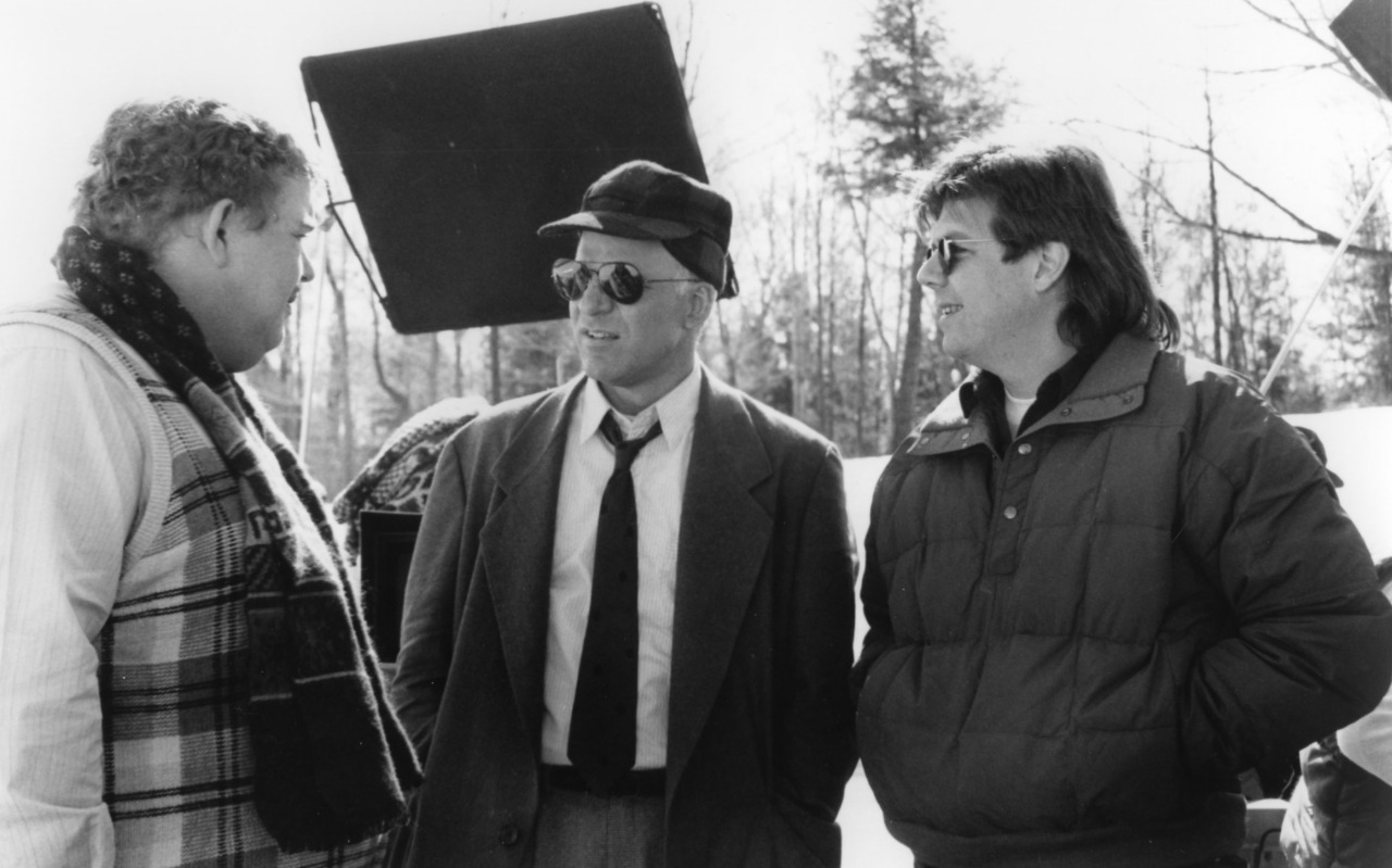 Steve Martin, John Hughes, and John Candy in Planes, Trains & Automobiles (1987)