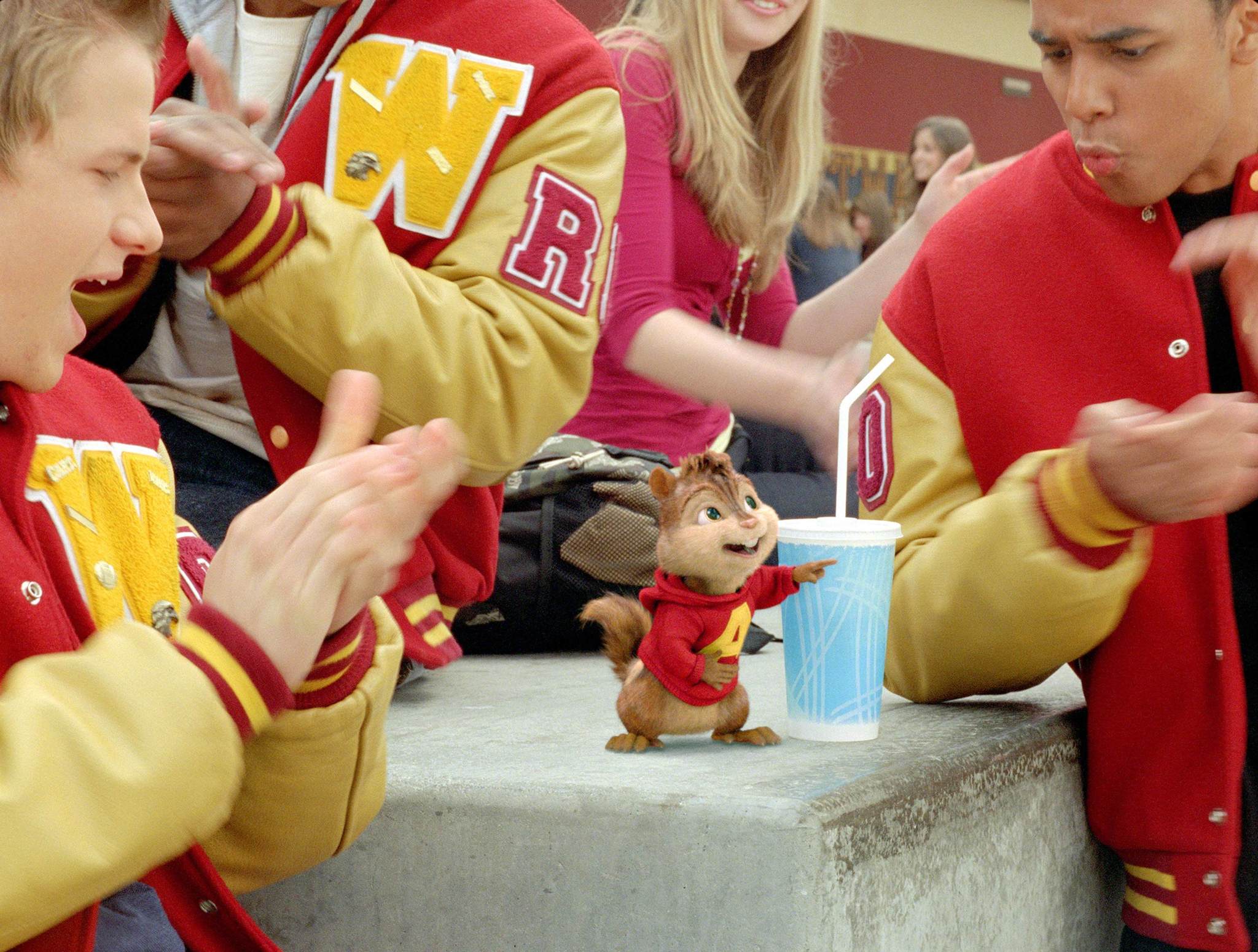 Justin Long, Kevin G. Schmidt, Chris Warren, and Bridgit Mendler in Alvin and the Chipmunks: The Squeakquel (2009)