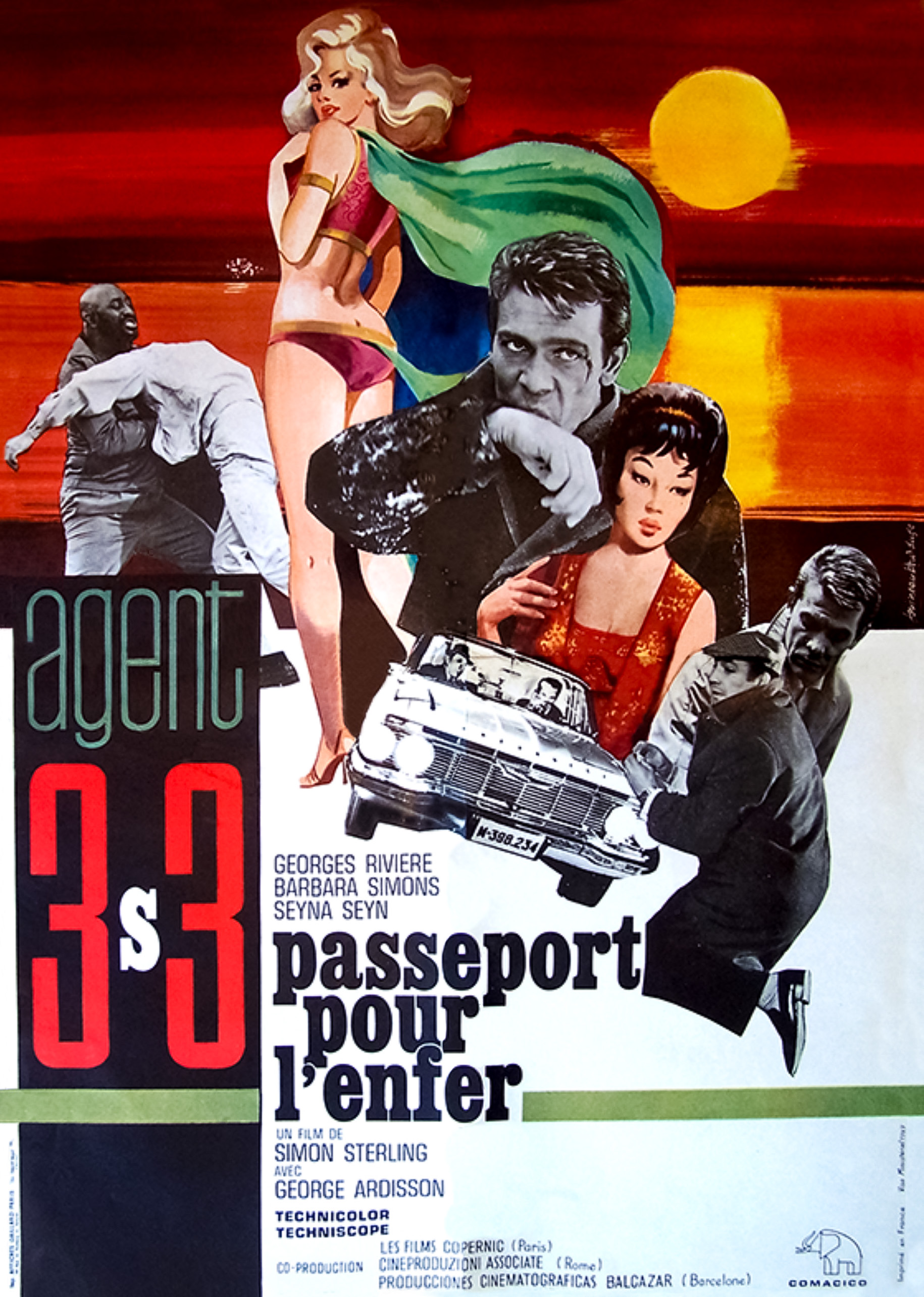 George Ardisson, Dakar, Georges Rivière, Seyna Seyn, and Bruna Simionato in Agent 3S3: Passport to Hell (1965)