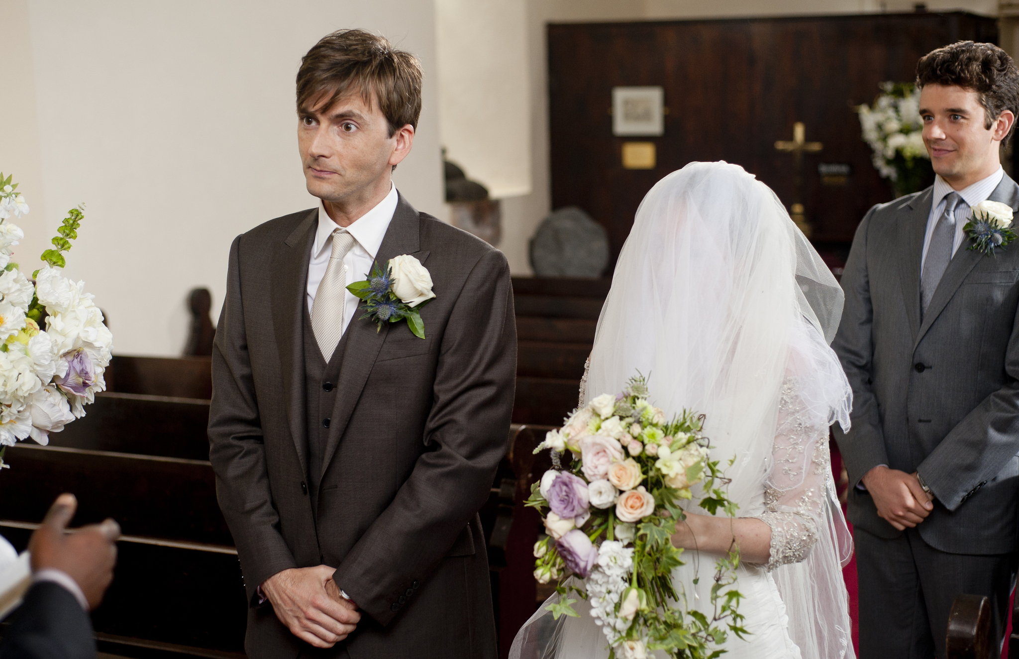 Kelly Macdonald, David Tennant, and Michael Urie in The Decoy Bride (2011)