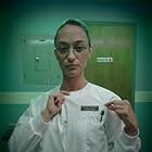 Nurse Langdon on set of THE SCRIBBLER