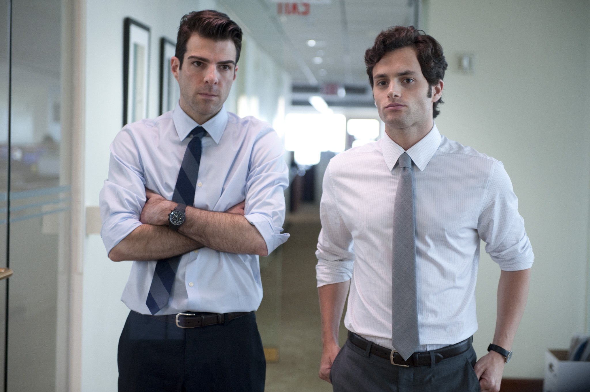 Penn Badgley and Zachary Quinto in Margin Call (2011)