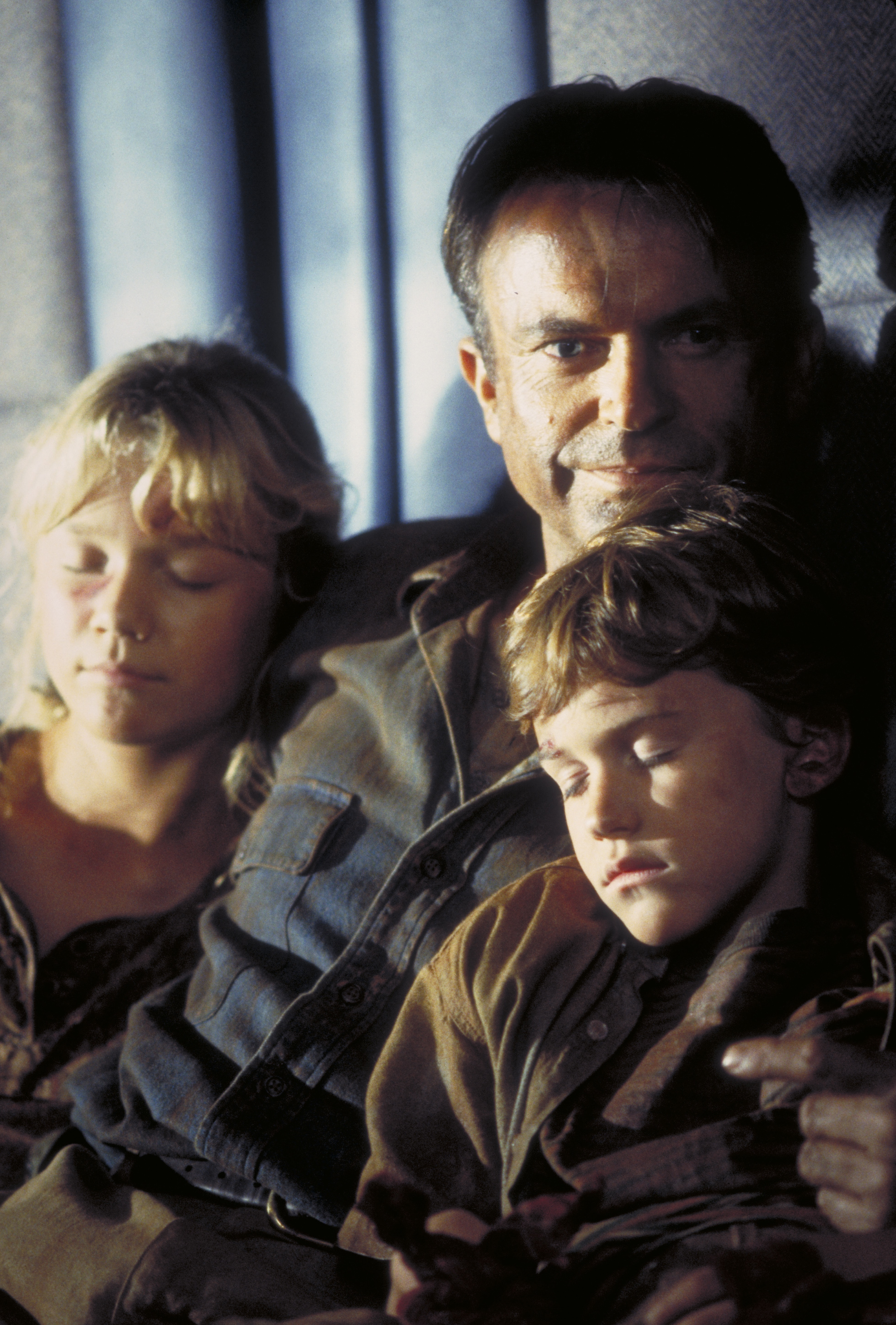 Sam Neill, Ariana Richards, and Joseph Mazzello in Jurassic Park (1993)