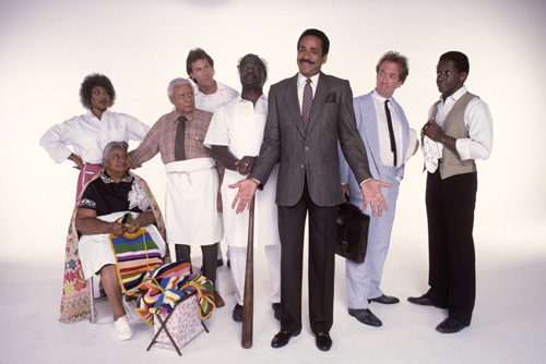 Tim Reid, Tony Burton, Robert Harper, Charles Lampkin, Francesca P. Roberts, William Thomas Jr., and Frances E. Williams in Frank's Place (1987)