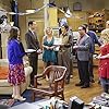 Wil Wheaton, Christine Baranski, Mayim Bialik, Kaley Cuoco, Johnny Galecki, Simon Helberg, Kevin Sussman, Jim Parsons, Melissa Rauch, and Kunal Nayyar in The Big Bang Theory (2007)