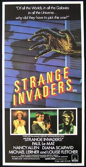 Nancy Allen, Paul Le Mat, Michael Lerner, and Lulu Sylbert in Strange Invaders (1983)