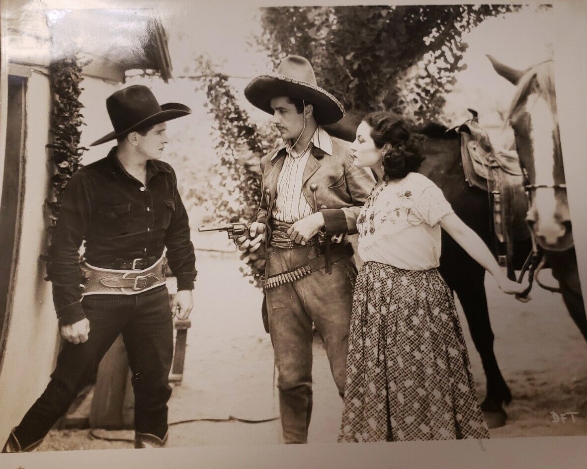 Don Alvarado, Carmen Laroux, and Bob Steele in A Demon for Trouble (1934)