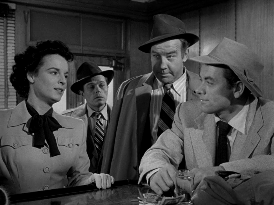 Broderick Crawford, Walter Burke, John Ireland, and Mercedes McCambridge in All the King's Men (1949)