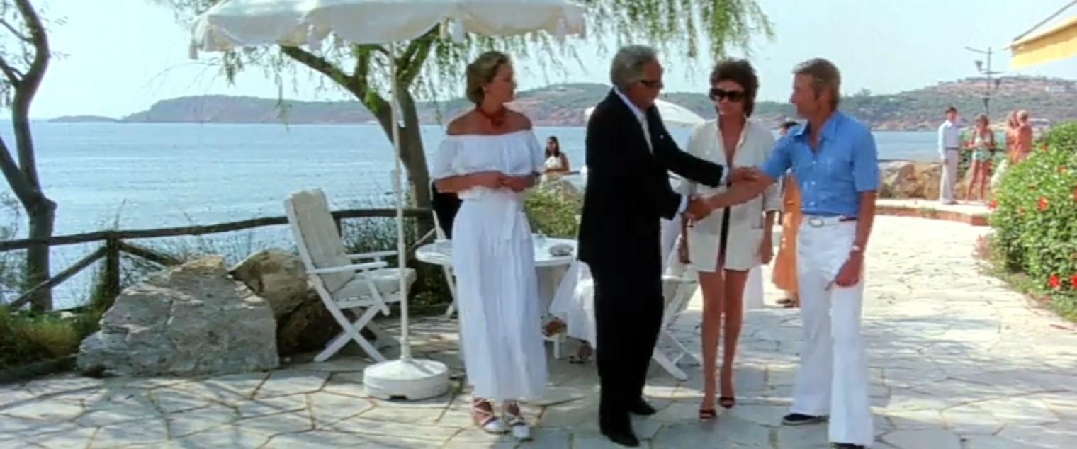 Anthony Quinn, Jacqueline Bisset, James Franciscus, and Camilla Sparv in The Greek Tycoon (1978)