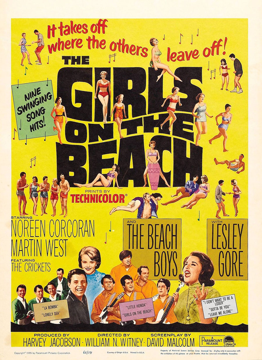 Noreen Corcoran, Lesley Gore, Martin West, The Beach Boys, and The Crickets in The Girls on the Beach (1965)