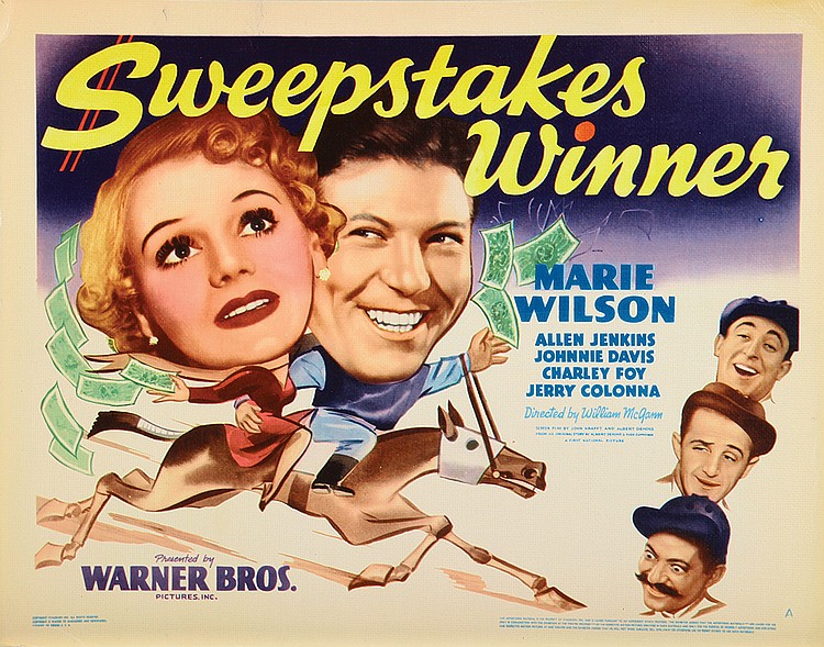 Jerry Colonna, Johnnie Davis, Charley Foy, Allen Jenkins, and Marie Wilson in Sweepstakes Winner (1939)