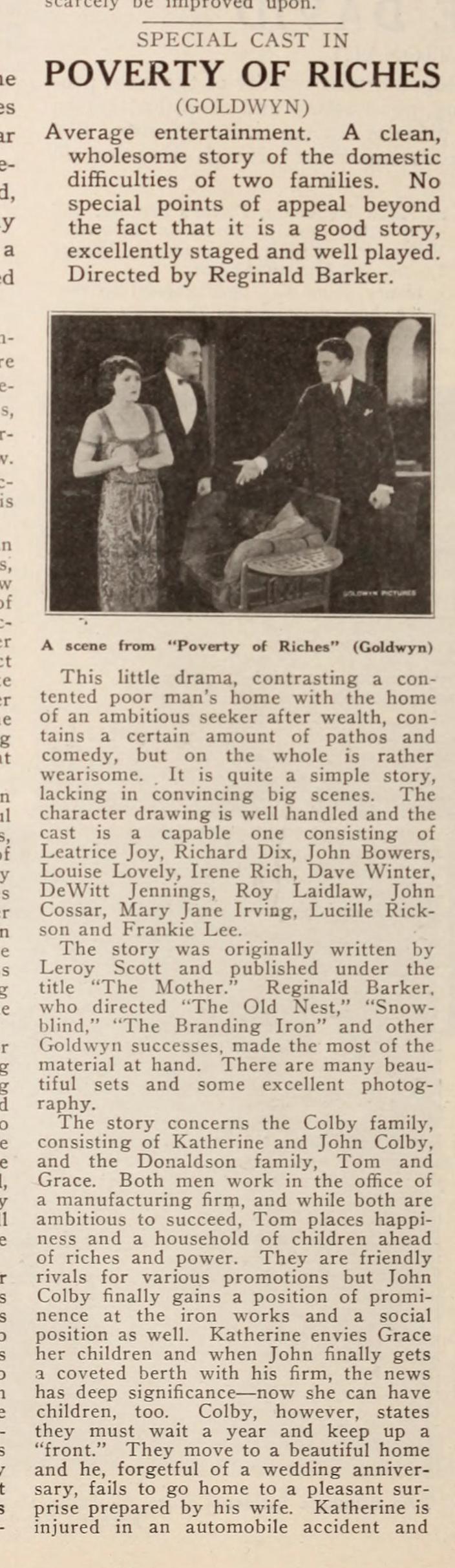 The Poverty of Riches (1921)