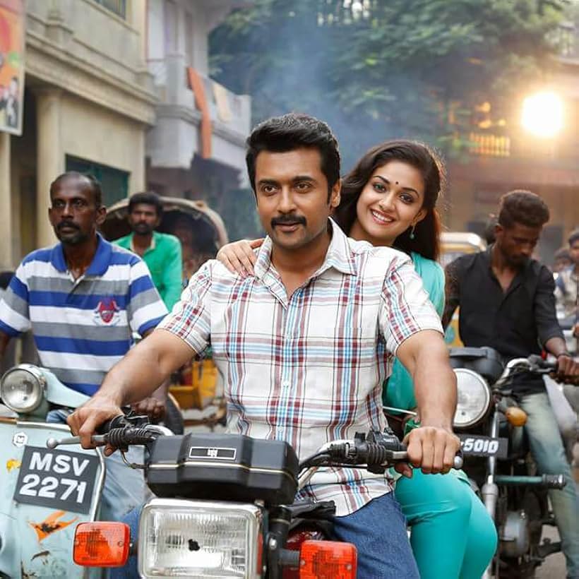 Suriya and Keerthy Suresh in Thaanaa Serndha Koottam (2018)